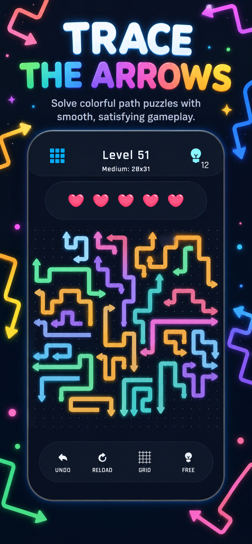 Arrow Flow Puzzle trace the arrows screen